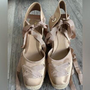 New Zara Tan Espadrille Wedges